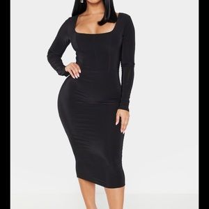 Black bodycon midi dress